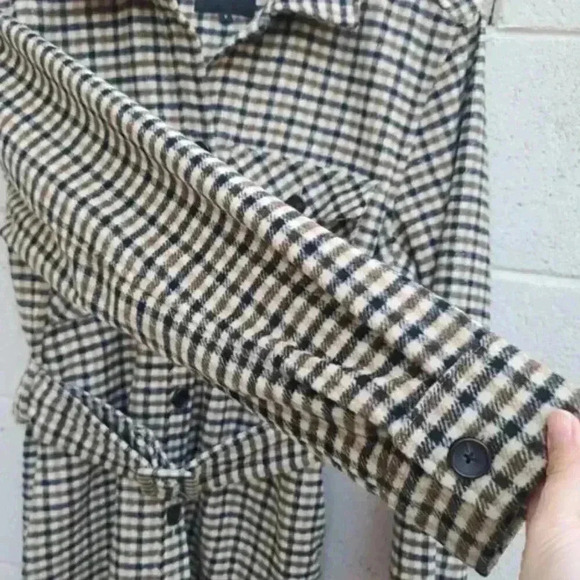 Rails Rhodes Belted Plaid Ochre Sand Mocha Flannel Wool Jacket Size Large - Picture 8 of 12